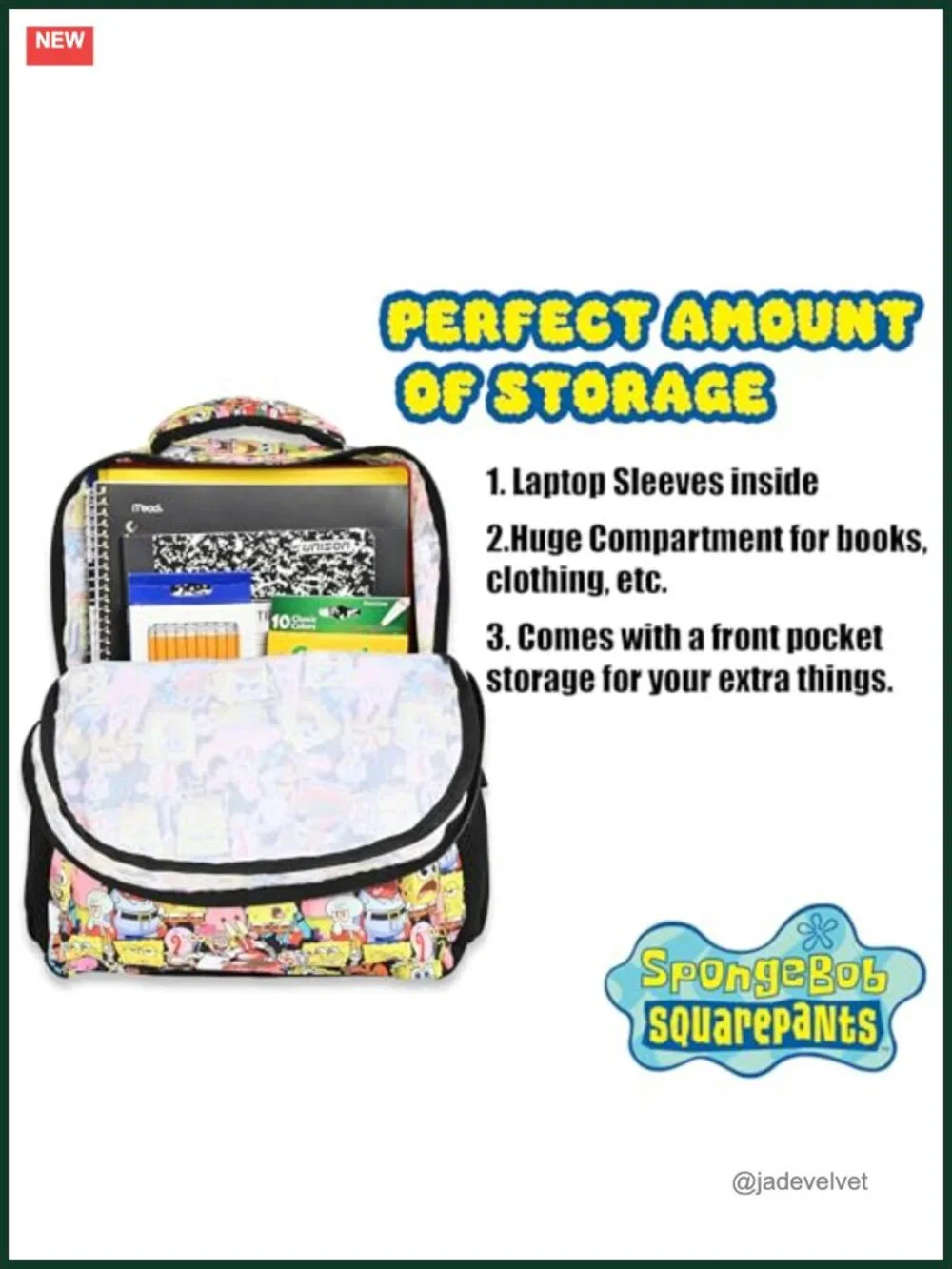 SpongeBob SquarePants Backpack for Kids and Adults - Laptop Compartment,